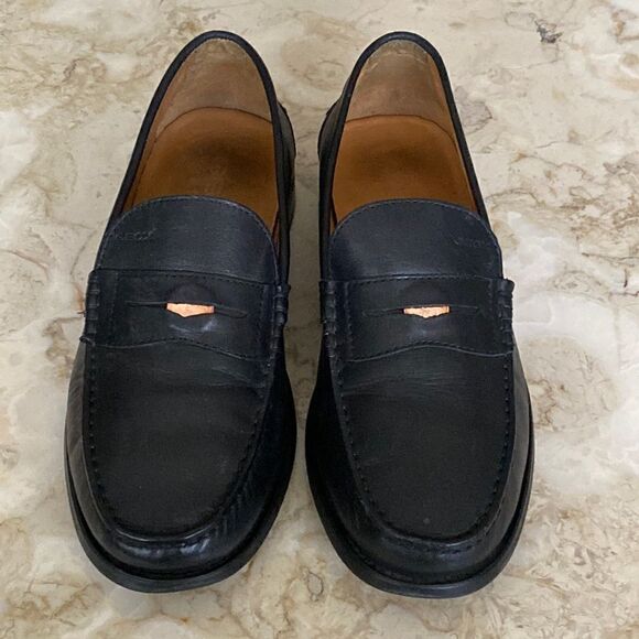 GEOX Respira Black Leather Classic Penny Loafers - Picture 3 of 12